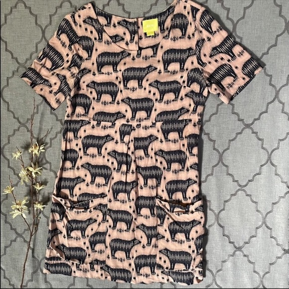 Anthropologie Whimsical, Gun, Sweet & Unique! Bear Print Shift Dress by Maeve - Picture 2 of 11